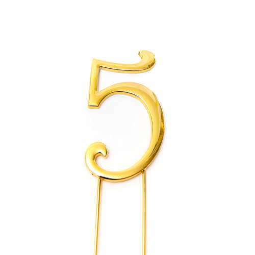 Gold Metal Number 5 Cake Topper - Click Image to Close